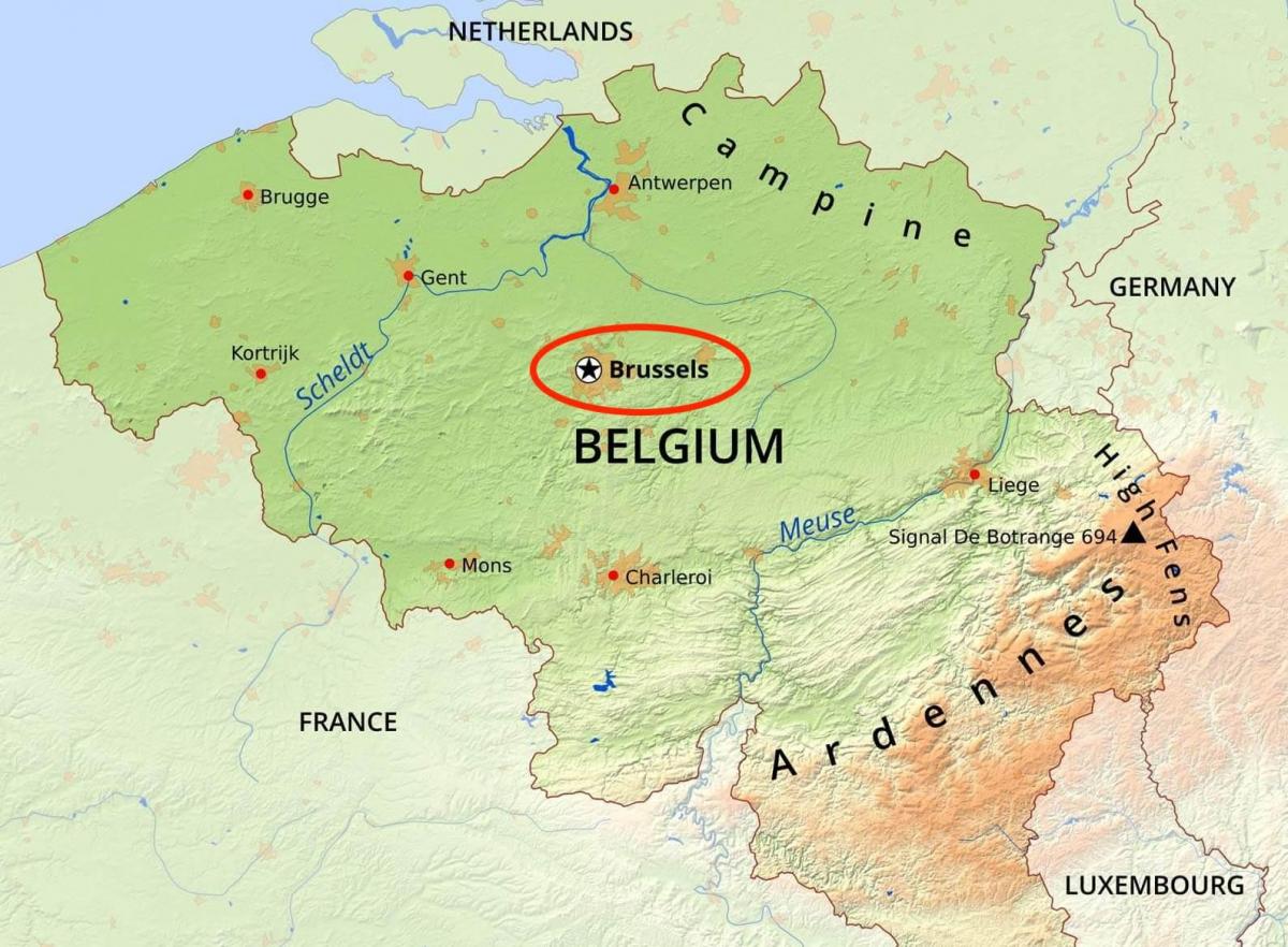 布鲁塞尔地理位置的地图