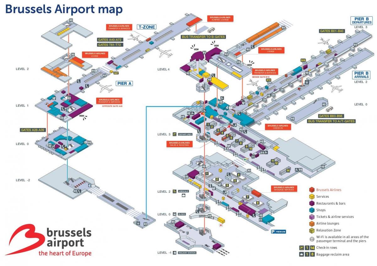布鲁塞尔机场的地图