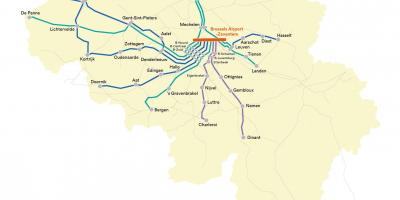 布鲁塞尔的火车机场的地图