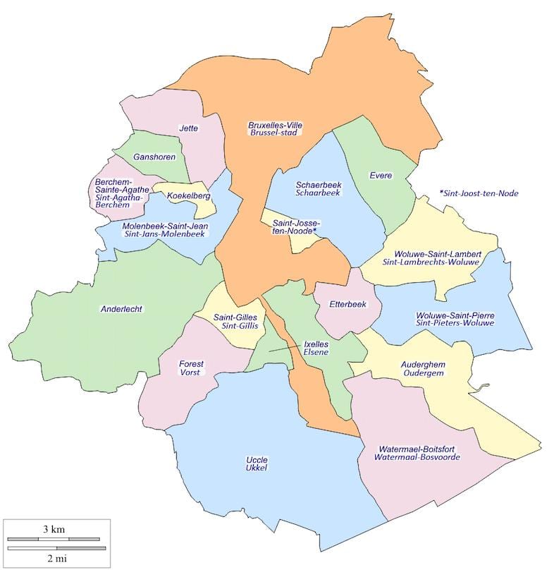 布鲁塞尔区域的地图