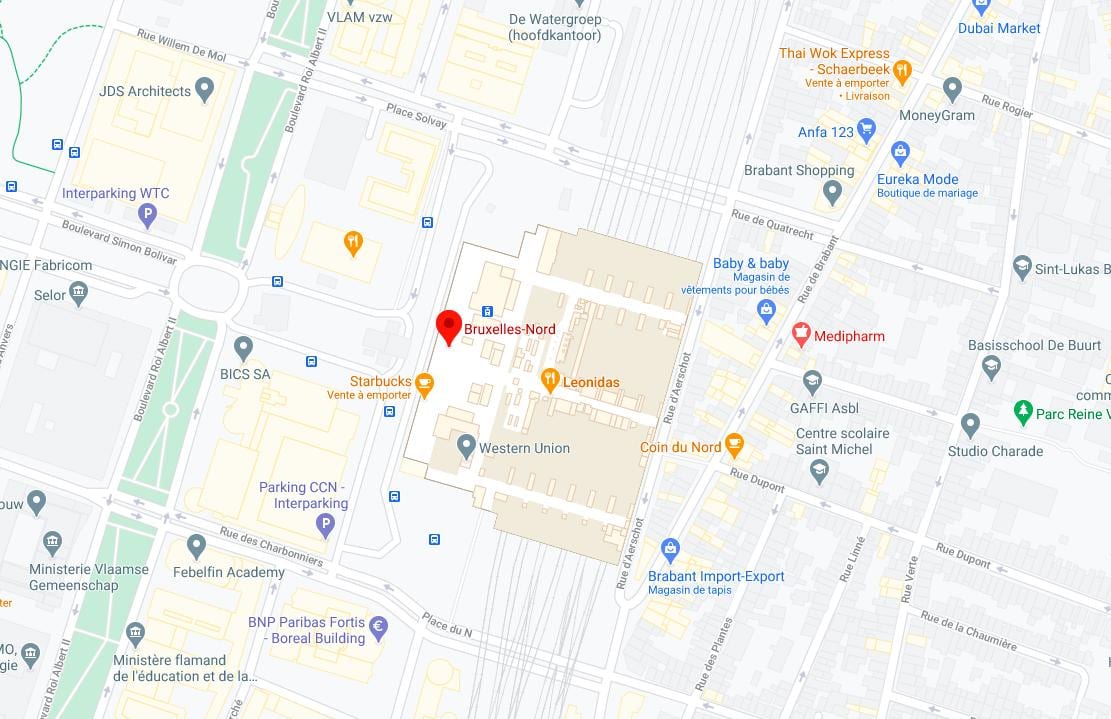 布鲁塞尔的火车北站地图