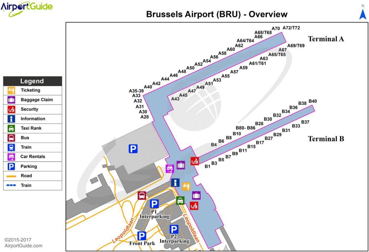 地图布鲁塞尔的机场大门
