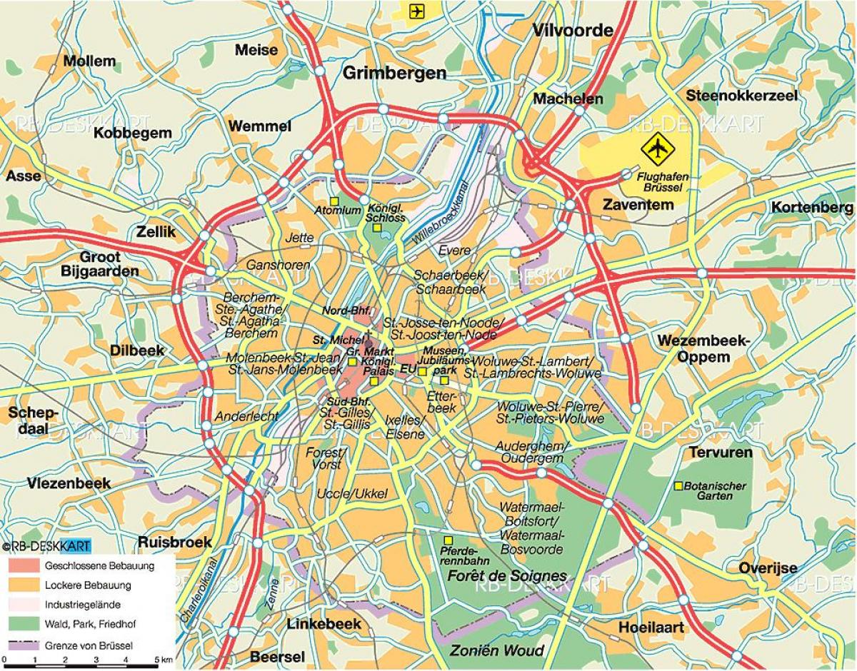 布鲁塞尔的高速公路的地图