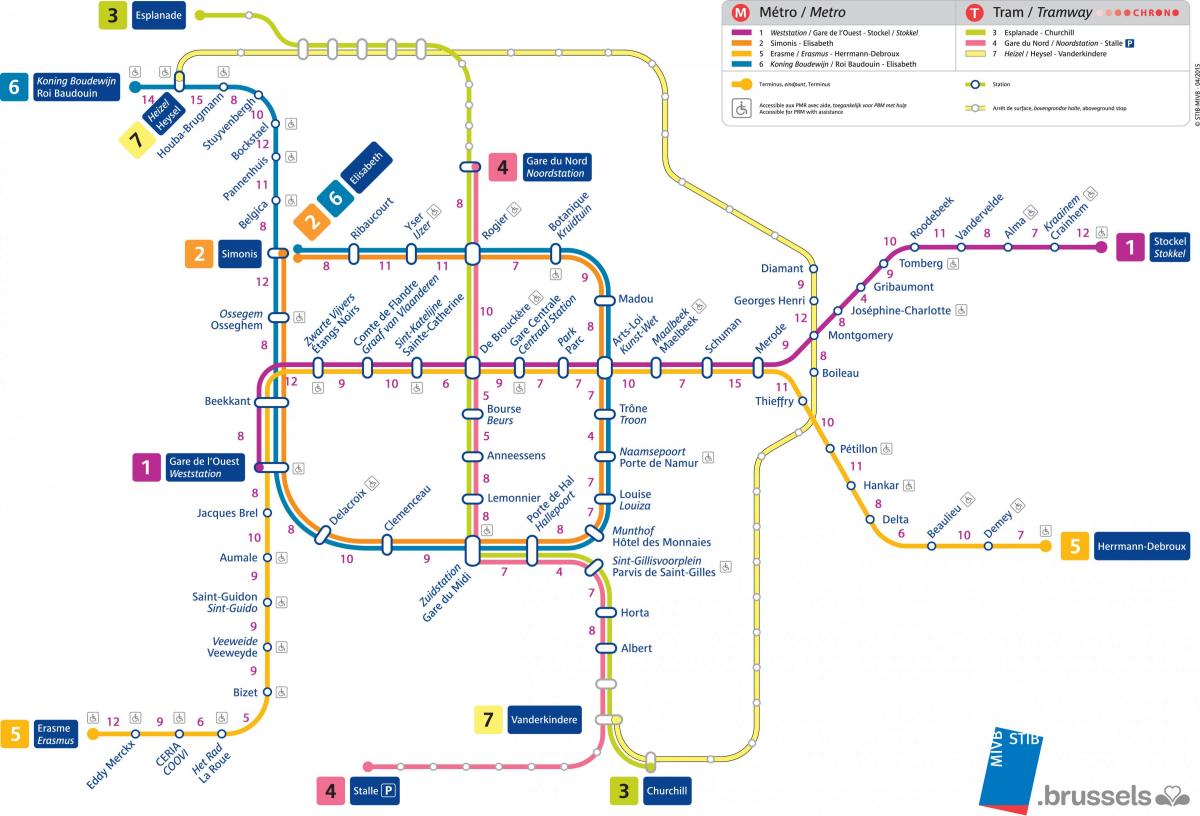 布鲁塞尔的电车网络地图